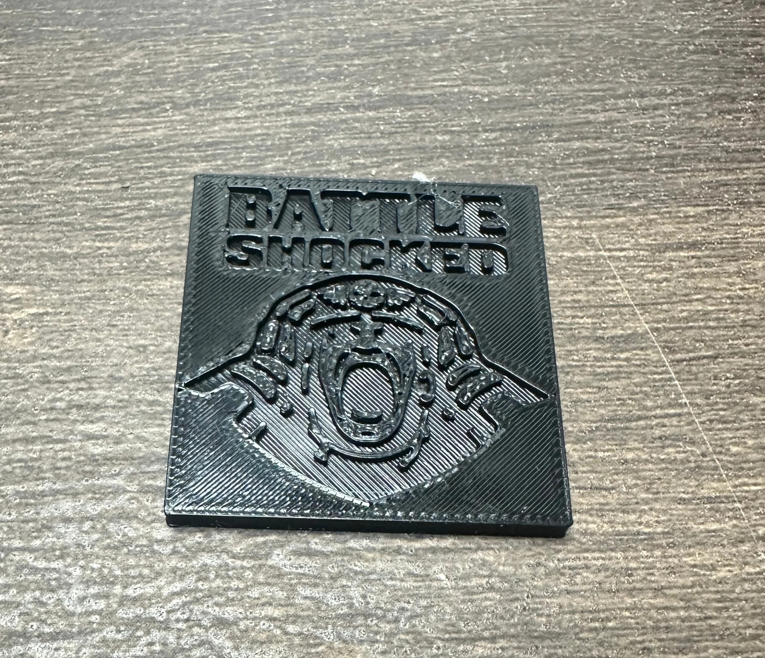 A 3D-printed battle shock token