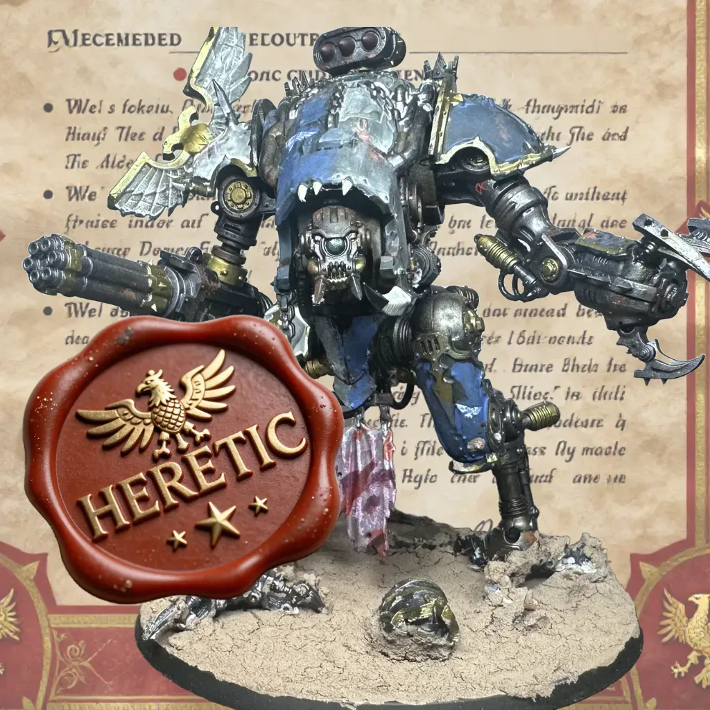 Chaos War Dog in false Imperial colors stamped with a Heretic seal of disapproval