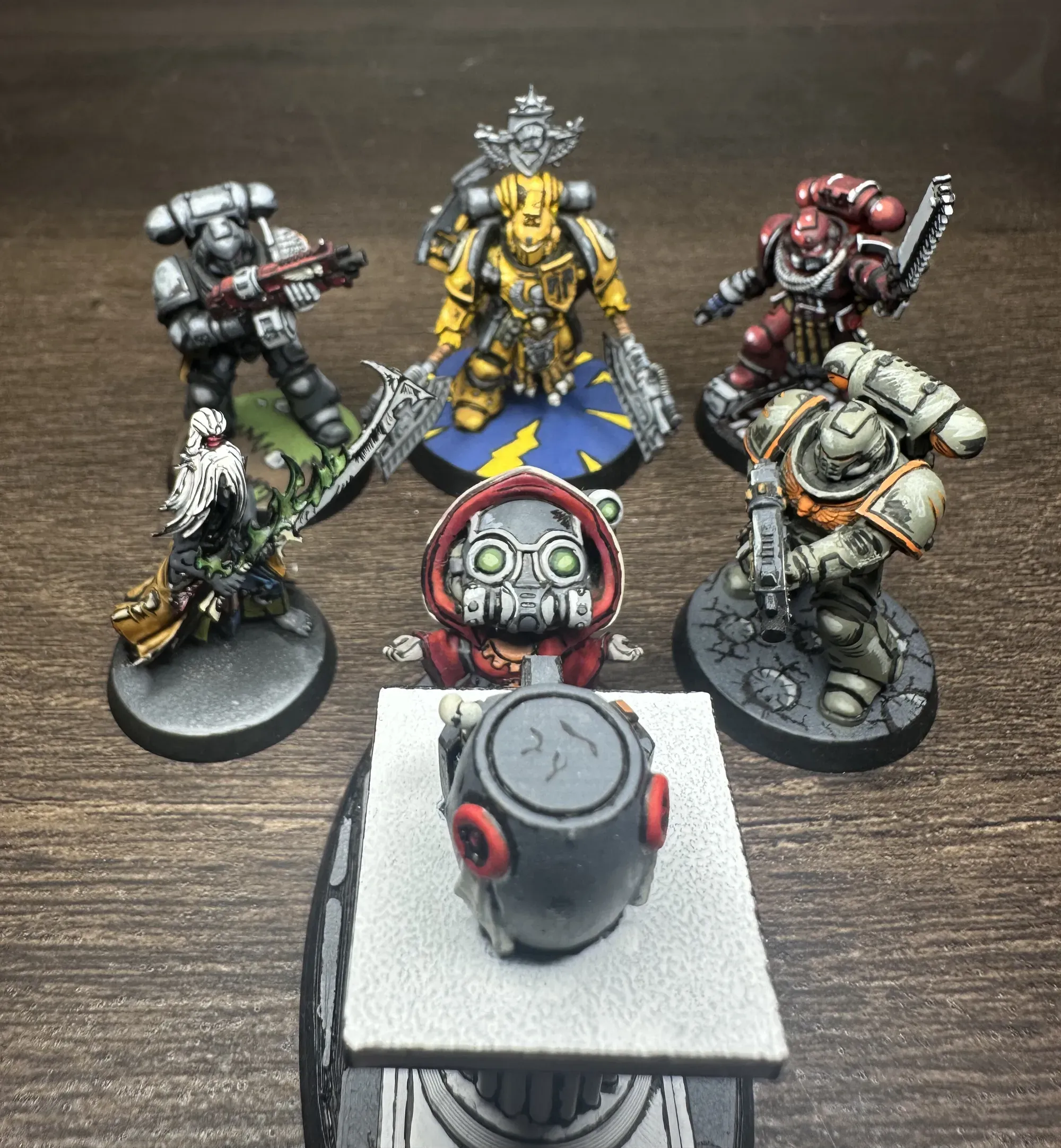 Group shot of all comic book style miniatures together