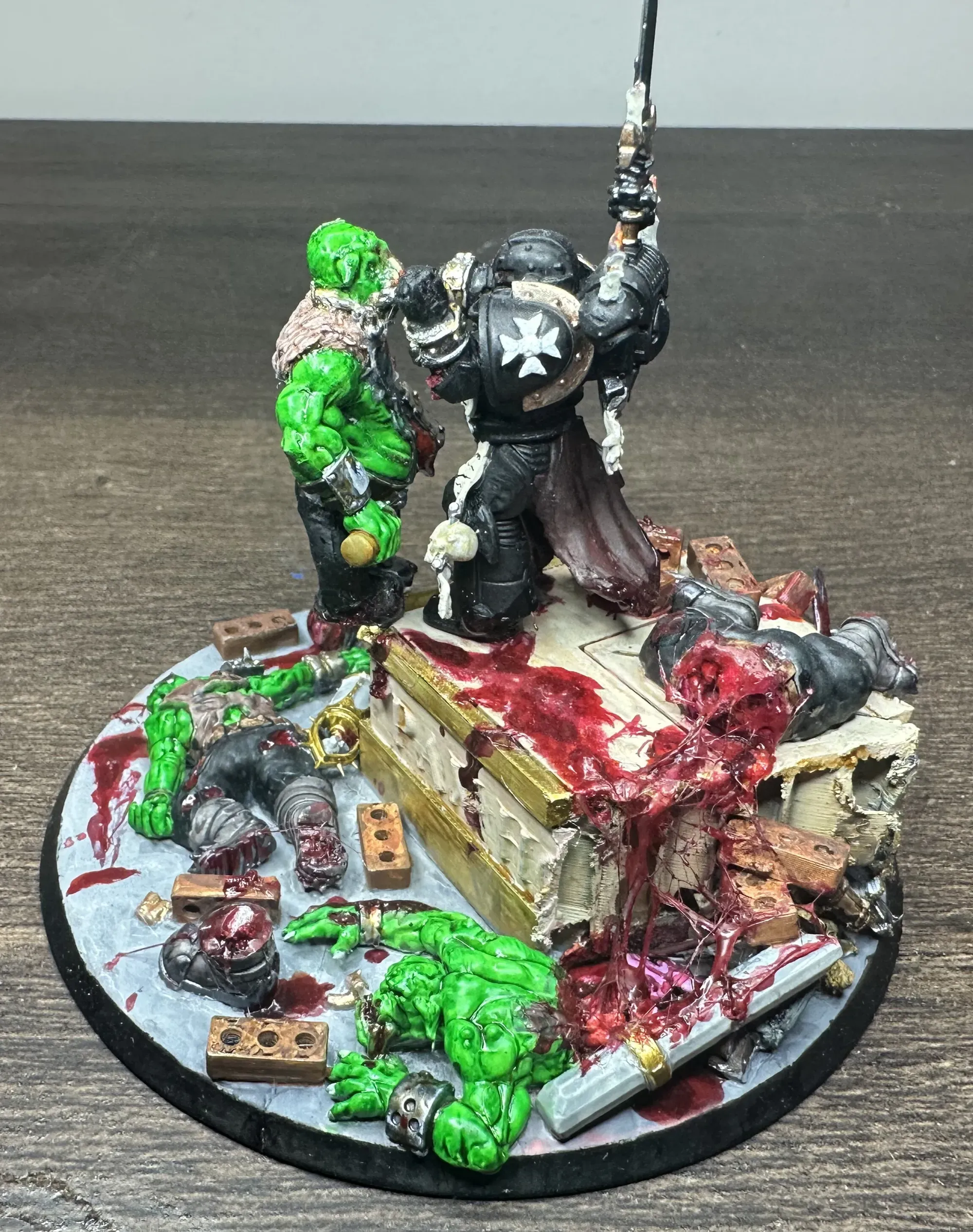 Other side of the Helsreach diorama showing the full scene of destruction