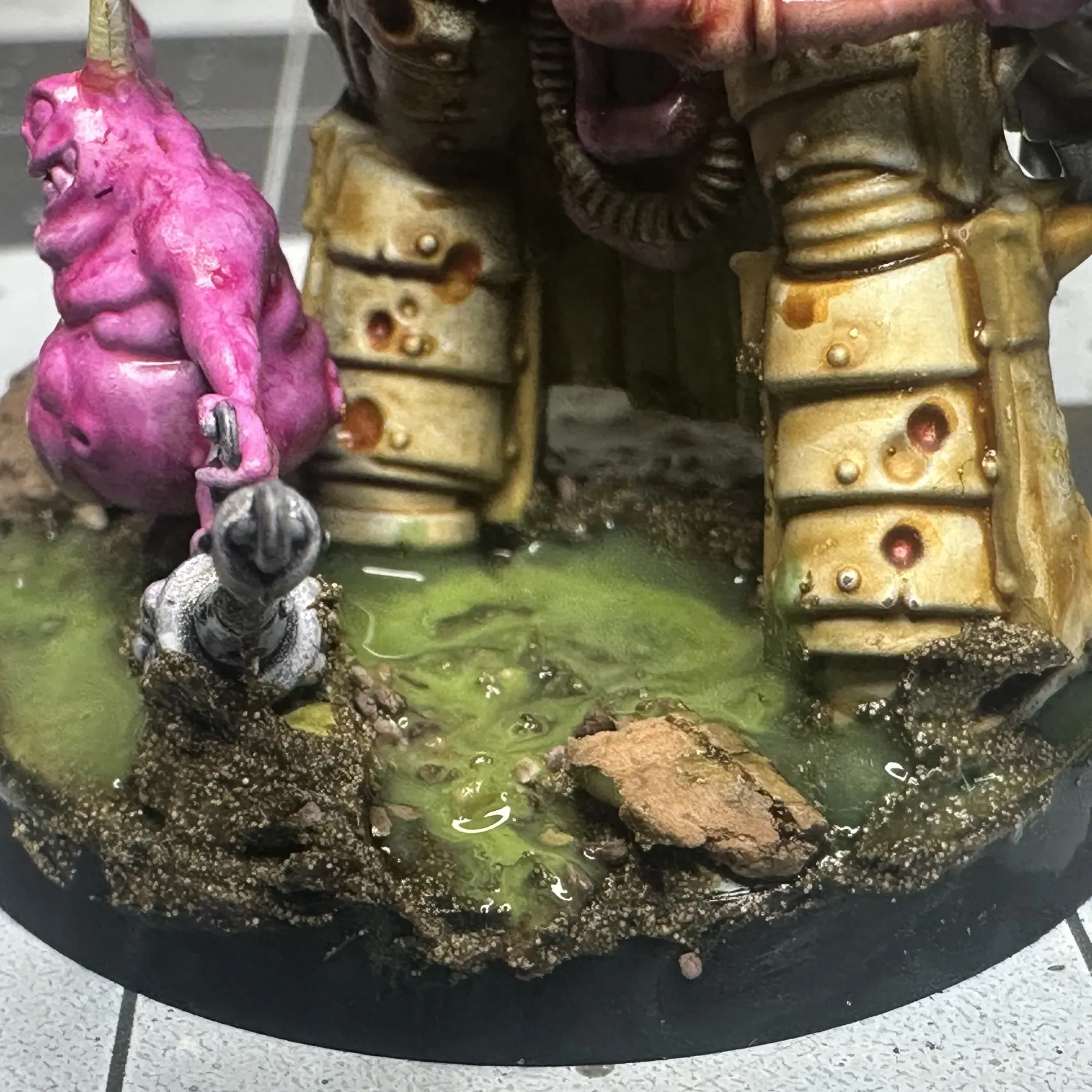 Toxic wasteland base with Nurgling showing varied depth and translucency in the green sludge