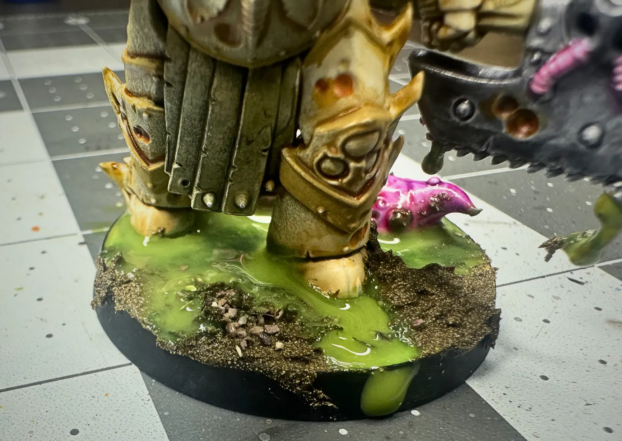 Single Plague Marine from the front showing toxic sludge dripping over the base rim